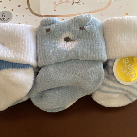 Duck Duck Goose Baby Socks Booties 0-6 Months Boy 6 Pack  New Blue White - Picture 3 of 9